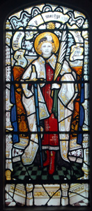 Saint Alban - stained glass window in the south wall of Studham church chancel November 2009
